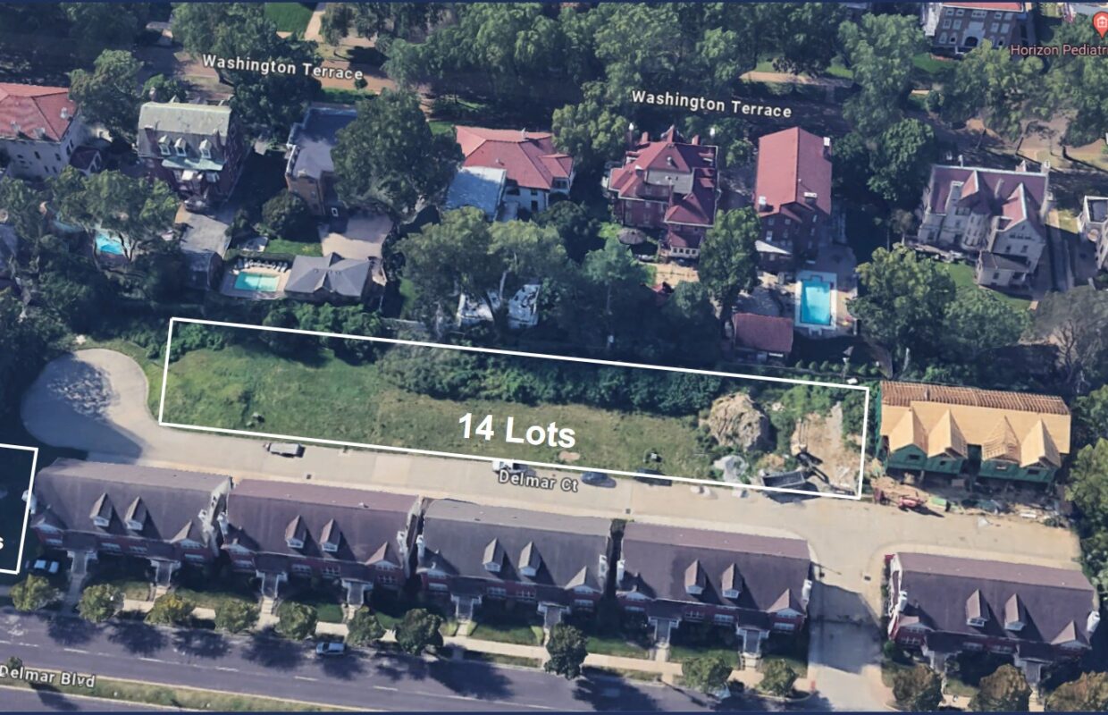 Delmar Place Lots aerial map shot with lines showing the available lots